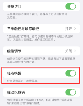 点军苹果授权维修站分享iPhone轻点无法唤醒怎么办 