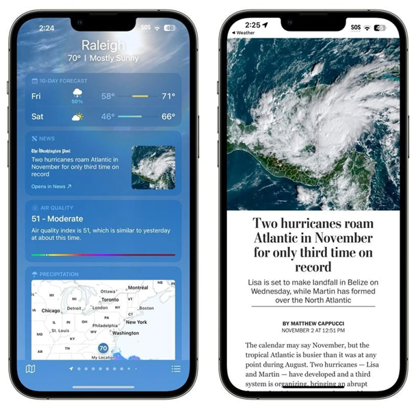 点军苹果14维修分享iPhone 14手机如何看天气时顺带看新闻 