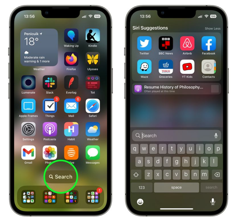 点军苹果手机维修分享升级到 iOS 16 后，如何删除主屏幕上的搜索按钮 